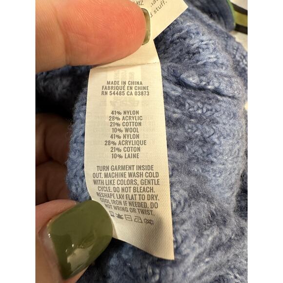 Aerie Blue Half Zip Waffle Knit Sweater XS โ Cozy Chunky Collared Pullover - Picture 10 of 10